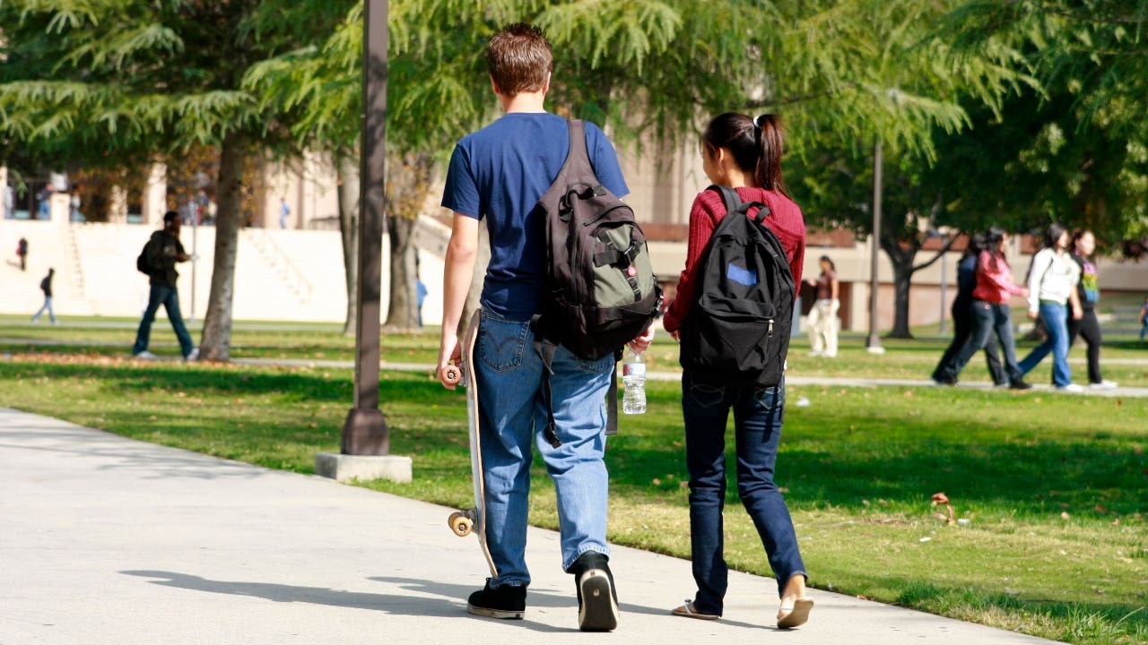 College students walking on campus