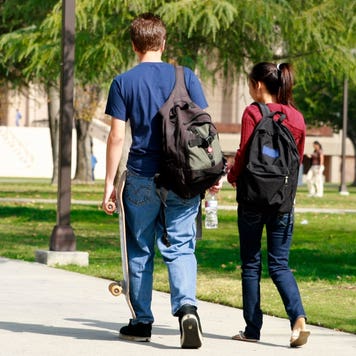 College students walking on campus