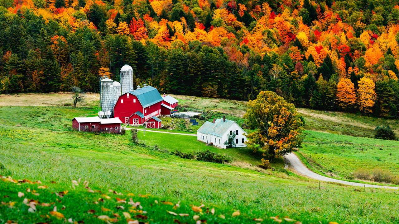 rural farm in Vermont during fall