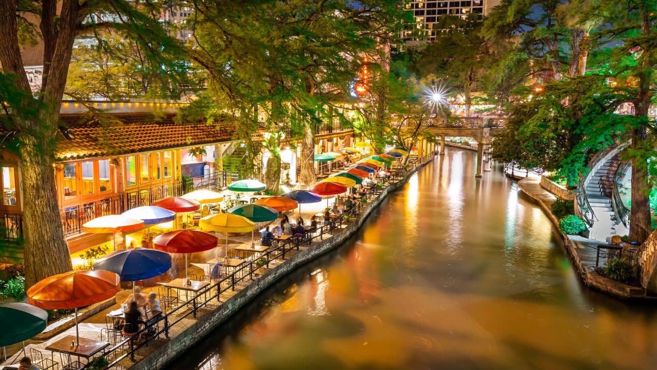 San Antonio Riverwalk Texas USA at night