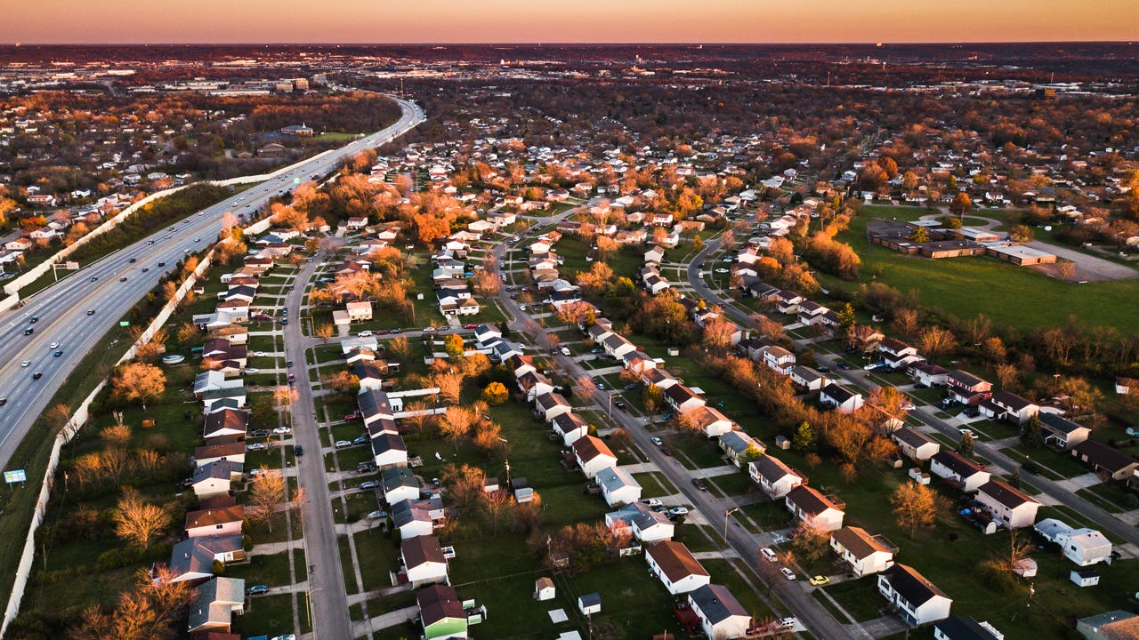 aerial view of a residential area near Cincinnati, Ohio