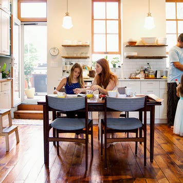 family in their kitchen