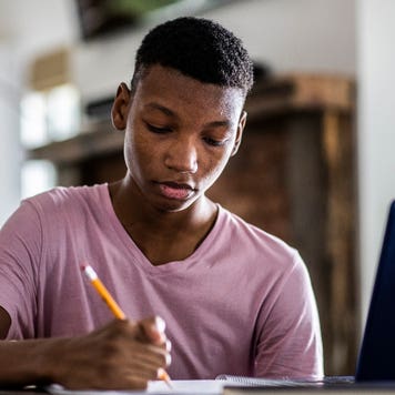 High school student fills out form