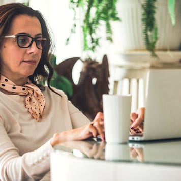 woman working on a computer