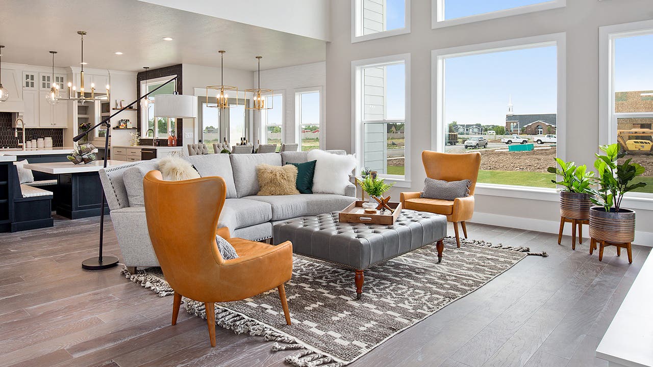 open concept living room in home