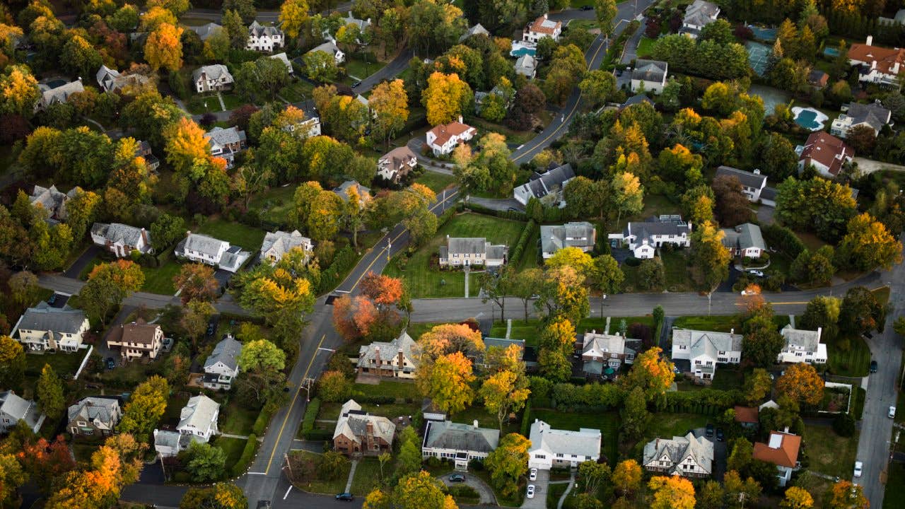 Aerial photography of suburbs, NY
