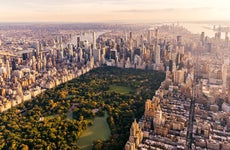 Aerial view of New York City skyline with Central Park and Manhattan, USA
