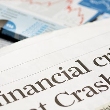 Newspaper with the headline financial crisis