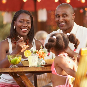 Family dining in restaurant