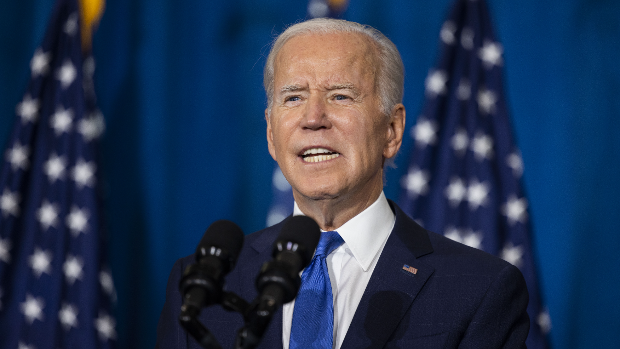 President Joe Biden speaks at a Democratic National Committee event