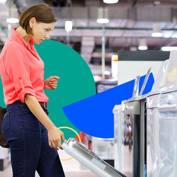 design image including a woman shopping