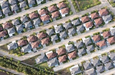 Aerial image of houses in a suburban area