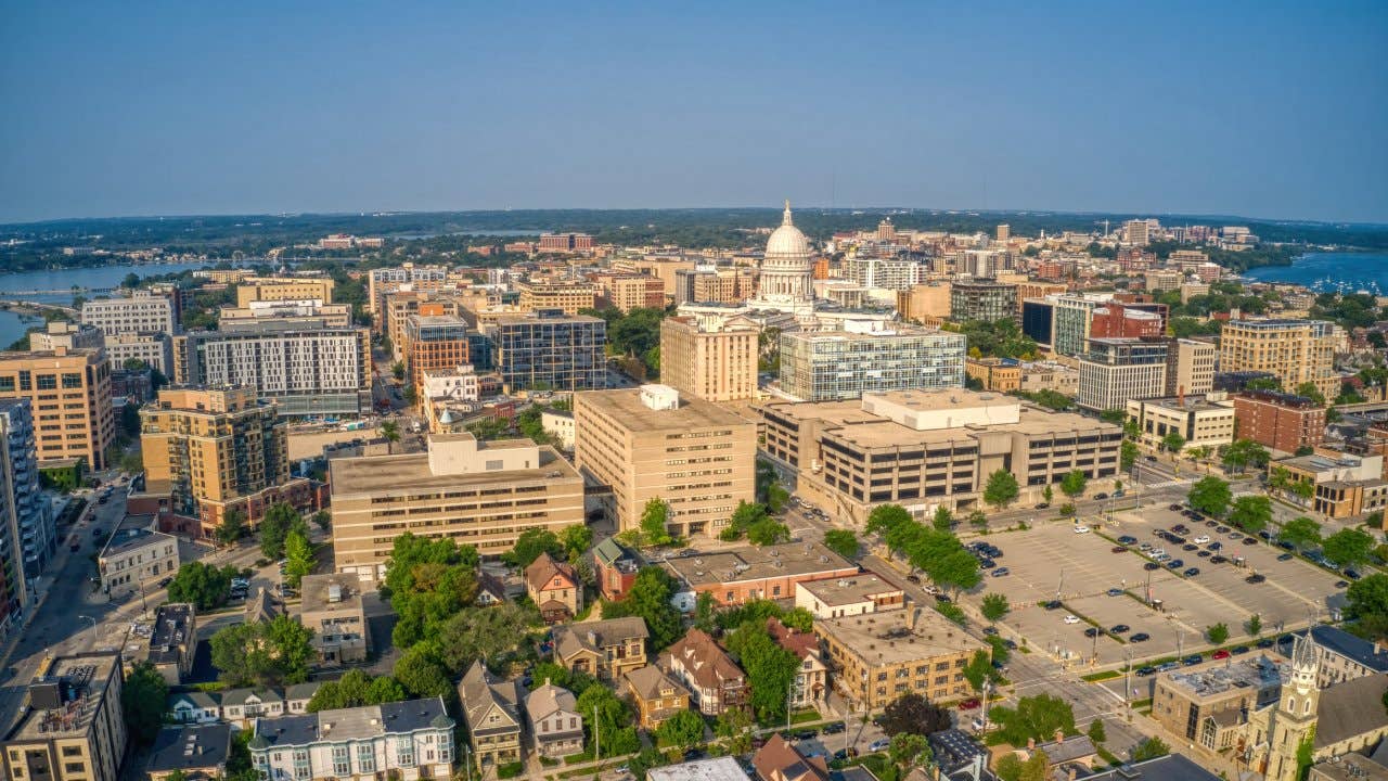 Aerial View of the Downtown Skyline of Madison, Wisconsin