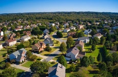 Panoramic aerial view of a upscale suburbs in Atlanta