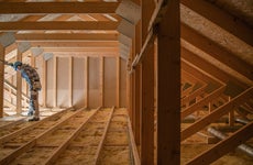 Home construction with wood beams