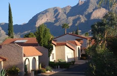 An early morning view of the mountains and architecture in Tuscon
