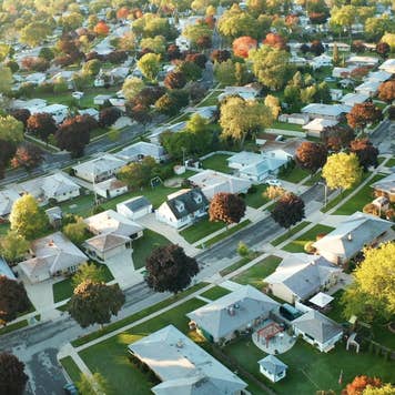 Aerial view of residential houses at autumn