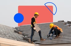 Illustration of construction workers on a roof