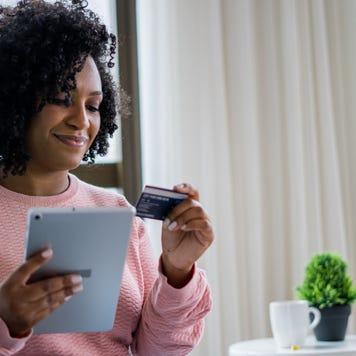 Black woman shopping online