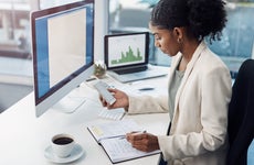 Woman working in a modern office space