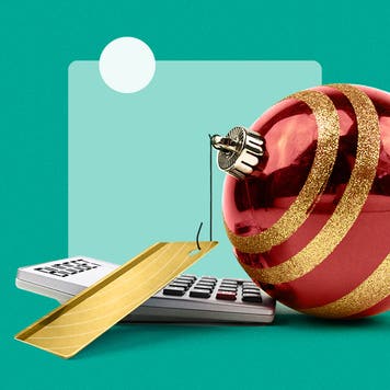 image of calculator and christmas tree ornament