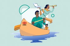 illustration of two people in boat
