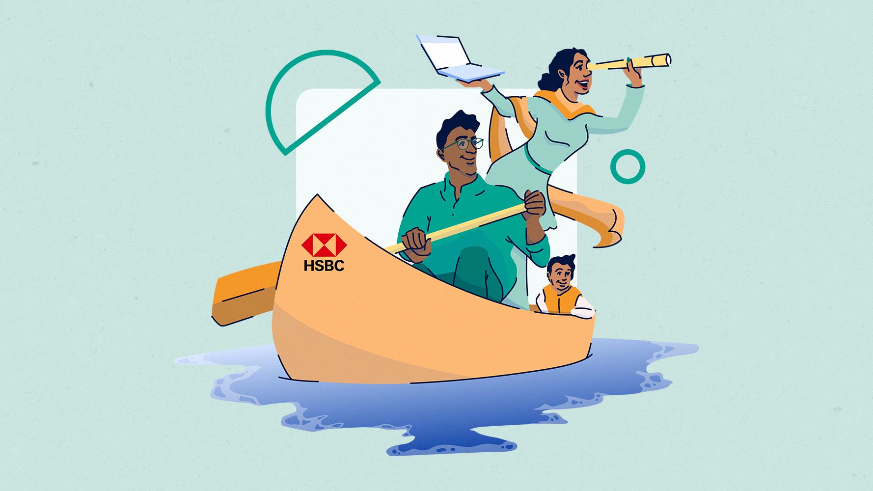 illustration of two people in boat