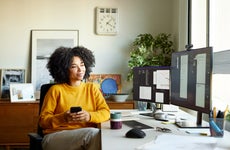 Young businesswoman working at home office