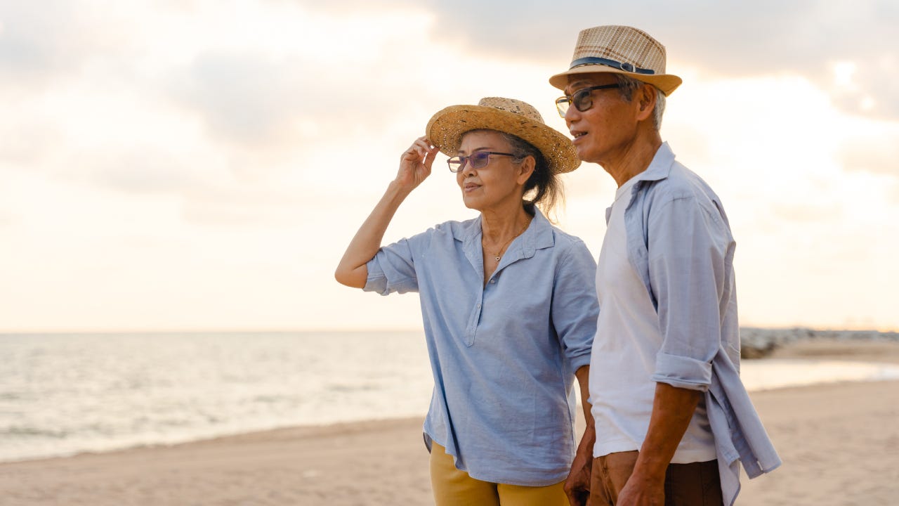 Lovely senior couple on the beach