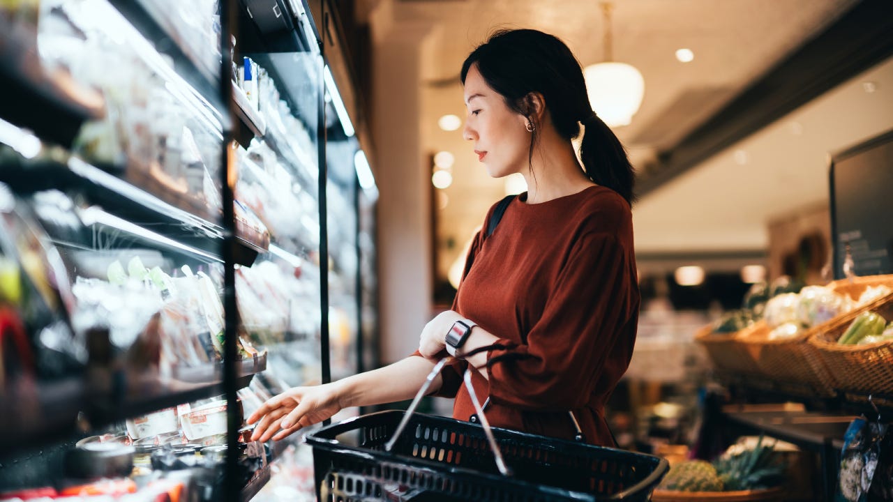 Woman shopping at a grocery store