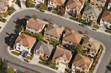 Aerial image of suburban area in California