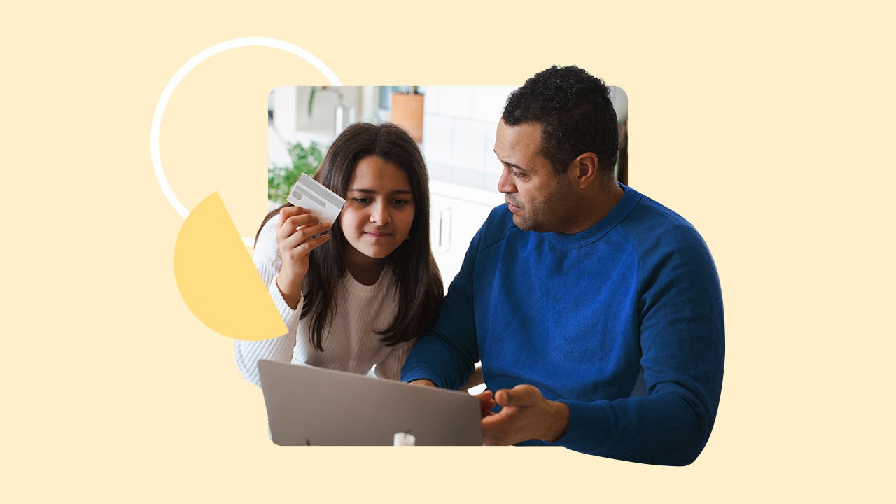 collage of a father and daughter on a computer