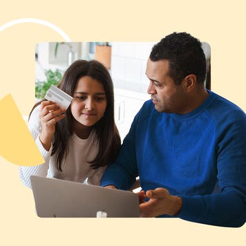 collage of a father and daughter on a computer