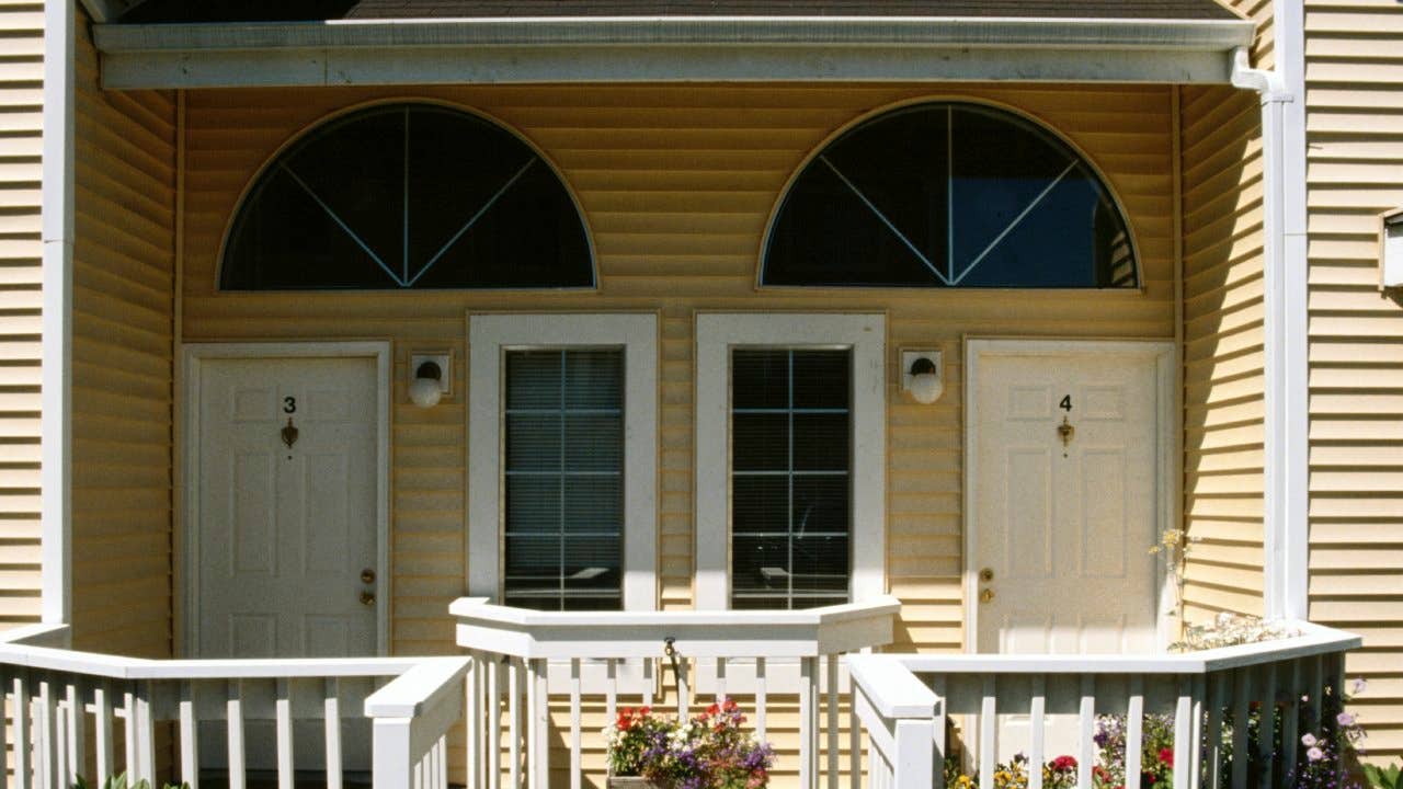 Front porch of a duplex house