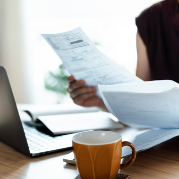 Person reviewing personal finances.