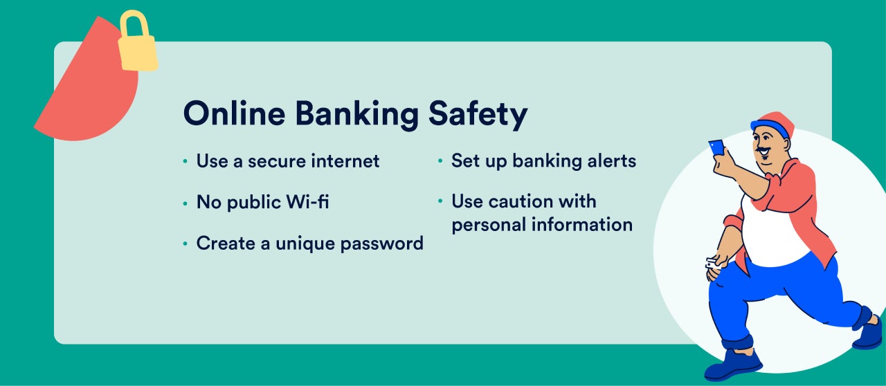 graphic of how to open an online bank account safely