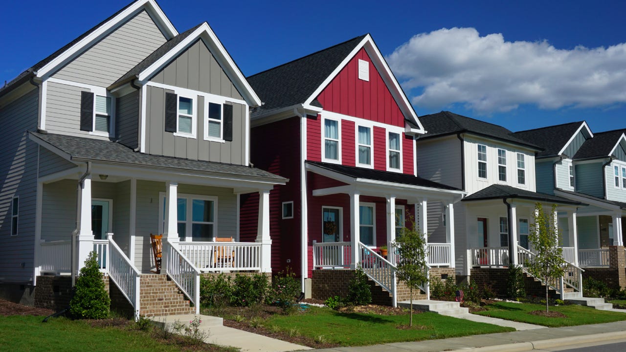 Red and Gray Row Houses in Suburbia