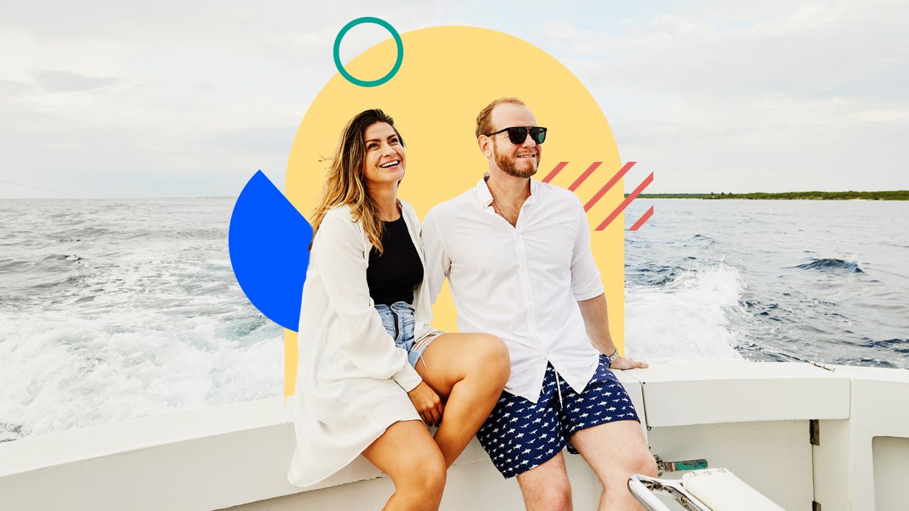 Illustrated image of a couple on a boat