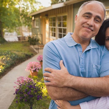 Older couple in each others arms