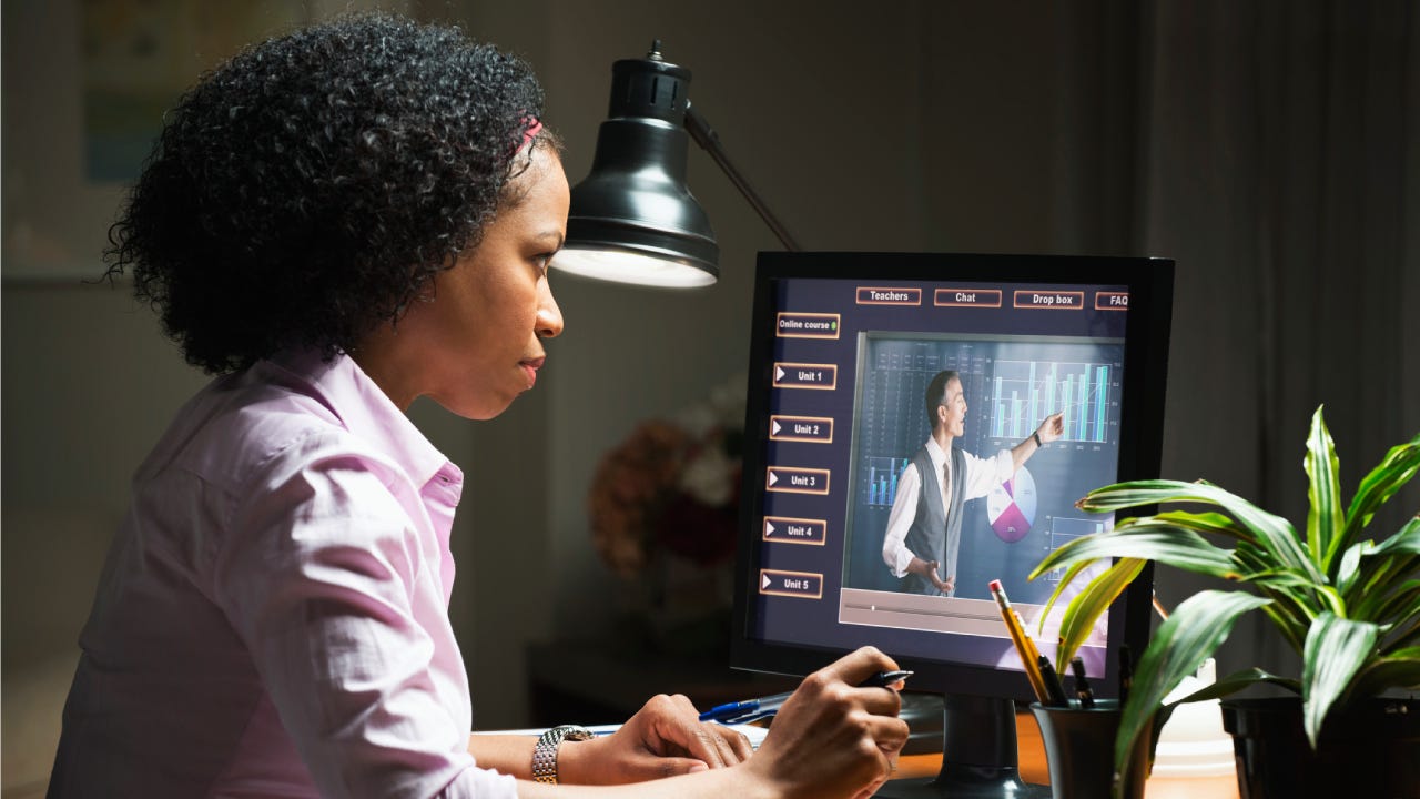 Women using a home office computer