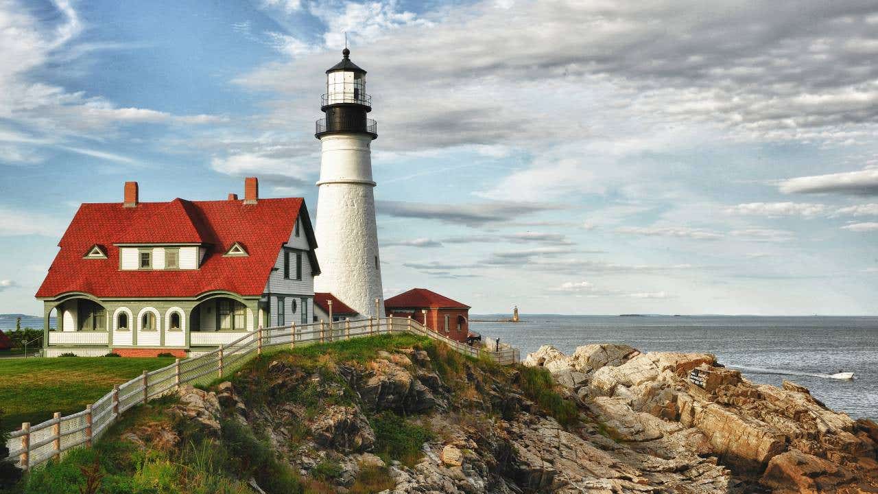 Lighthouse at Cape Elizabeth in Maine, USA