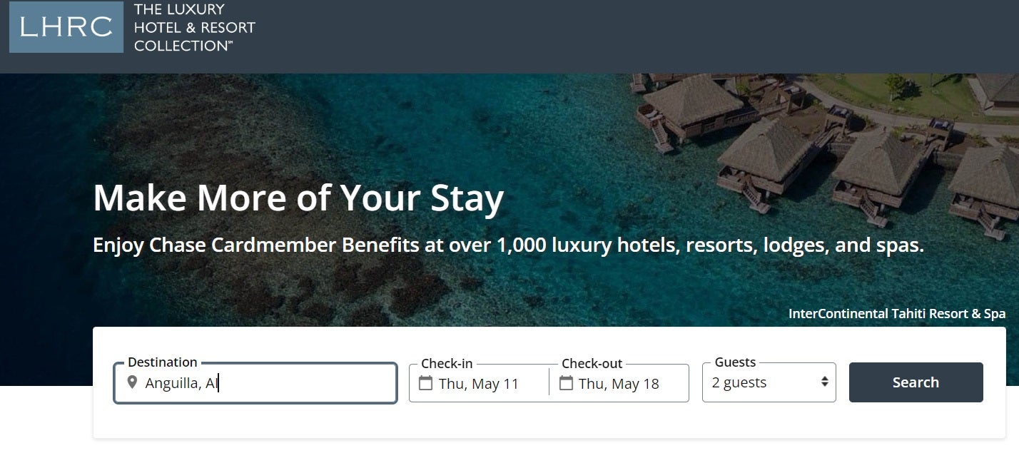 screenshot of homepage for booking travel stay