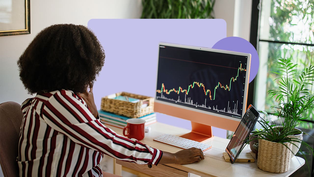 Woman monitoring stock prices