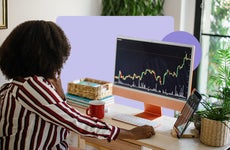 Woman monitoring stock prices