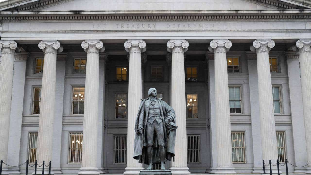 The US Treasury Department building is seen in Washington, DC, January 19, 2023, following an announcement by the US Treasury that it had begun taking measures Thursday to prevent a default on government debt, as Congress heads towards a high-stakes clash between Democrats and Republicans over raising the borrowing limit.