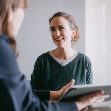 Woman meeting banker for financial advice