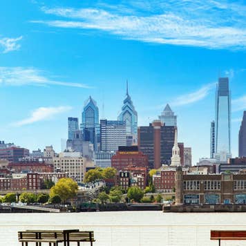 Philadelphia skyline, showing a variety of building.
