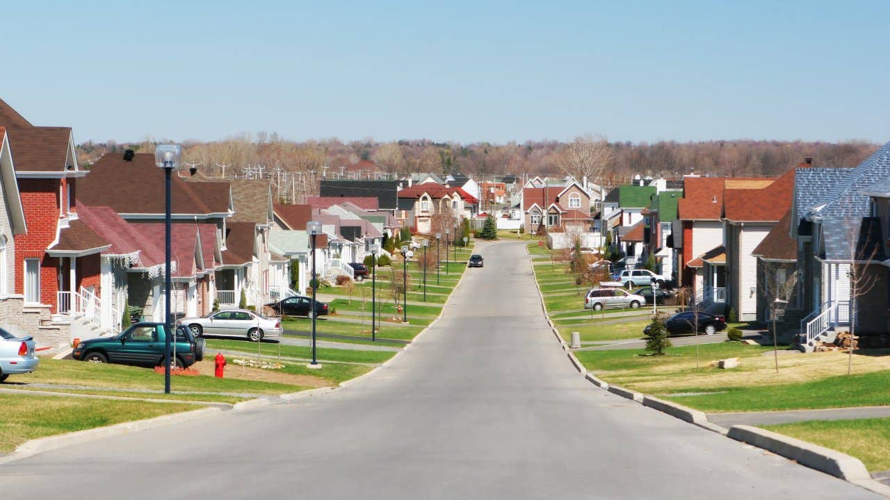 Modern residential houses, street view