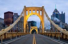 Straight Down, Roberto Clemente Bridge, Allegheny River, Pittsburgh, Pennsylvania