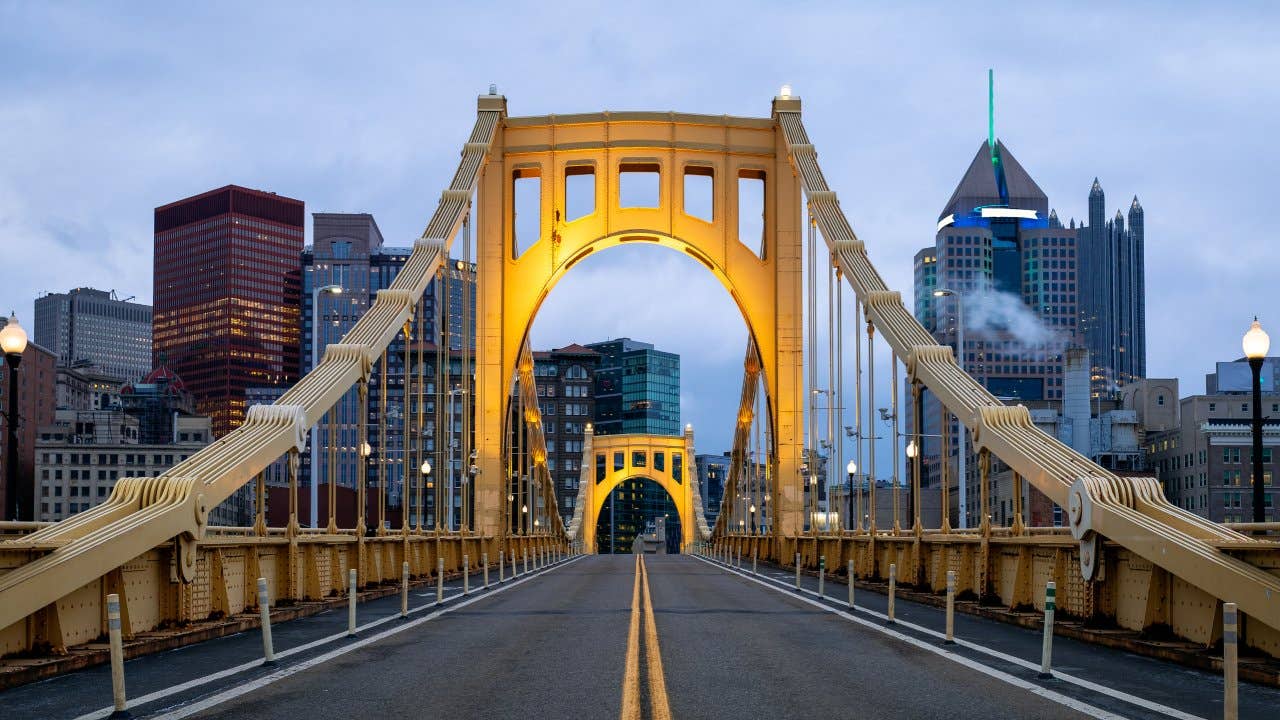Straight Down, Roberto Clemente Bridge, Allegheny River, Pittsburgh, Pennsylvania